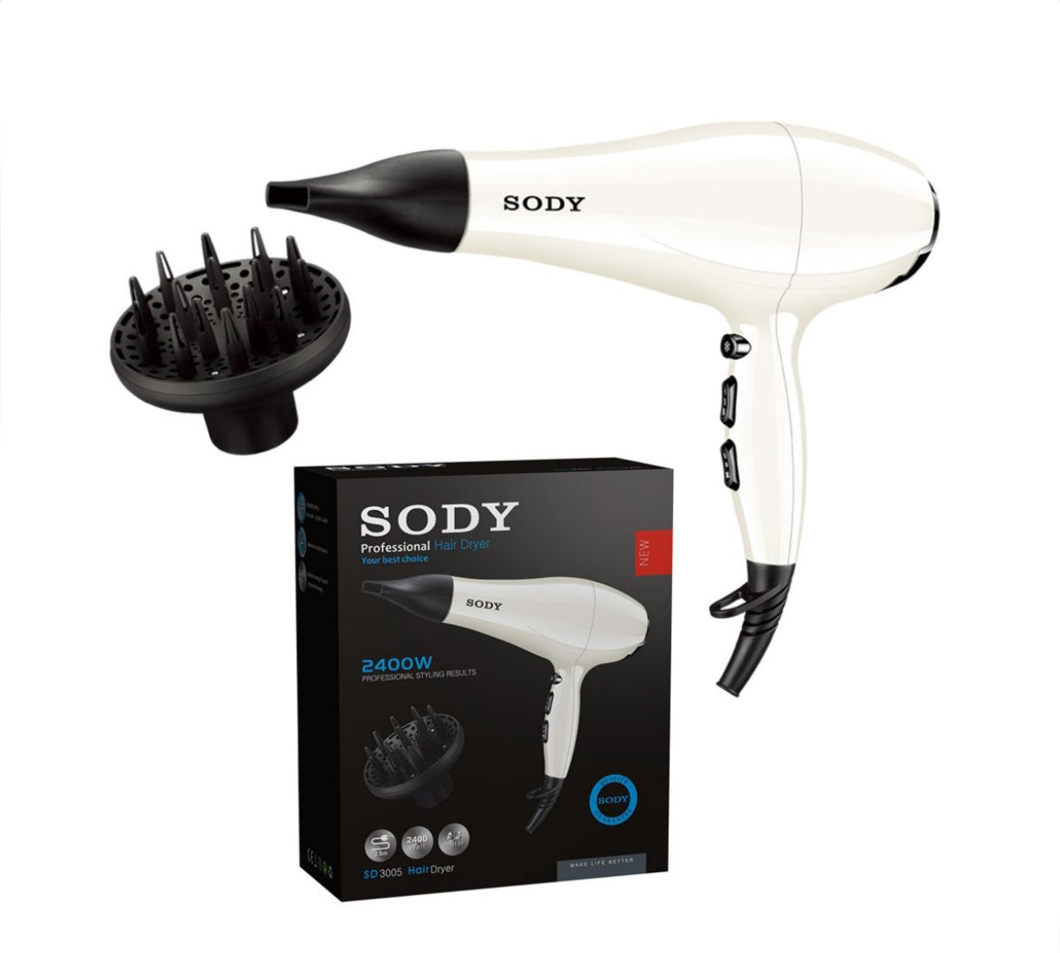 SODY SD3005 Hårfön 2400W, professionell hårfön med AC-motor