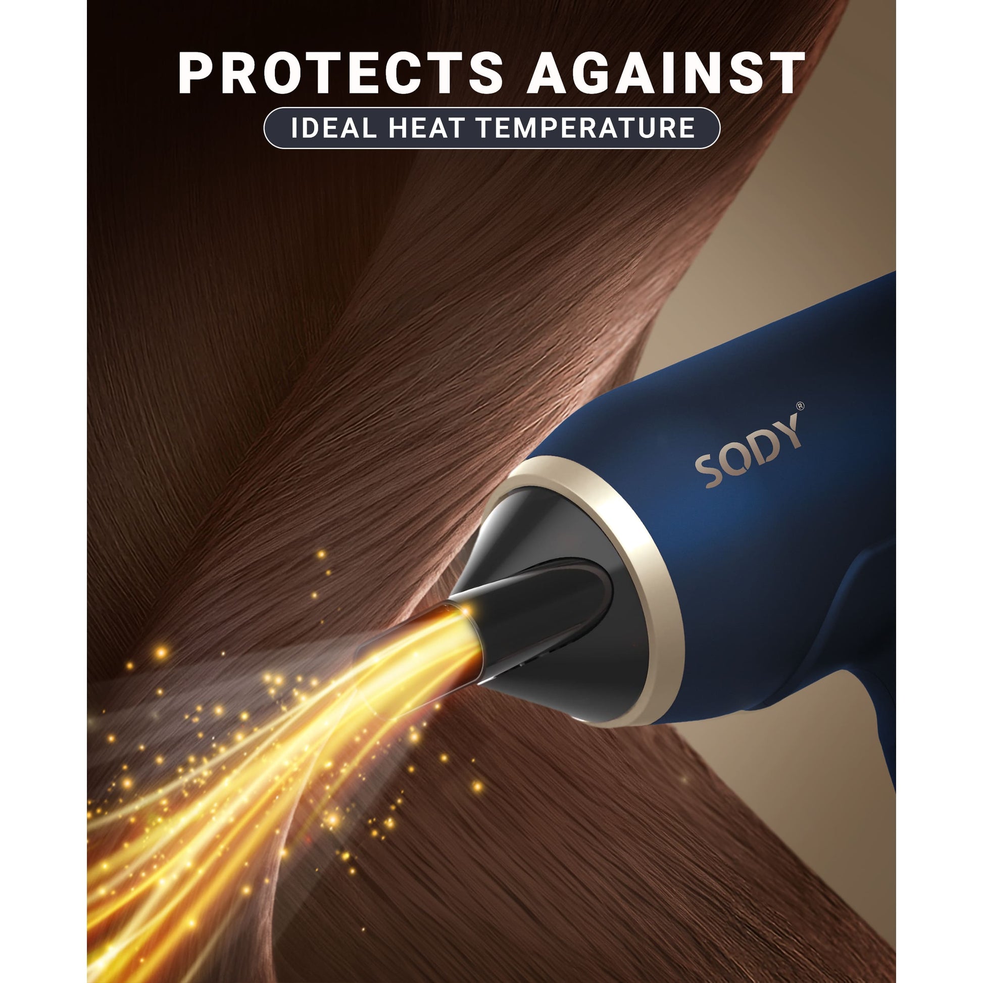 SD3026BL Hårfön 1800–2000 W med fällbart handtag, kompakt design