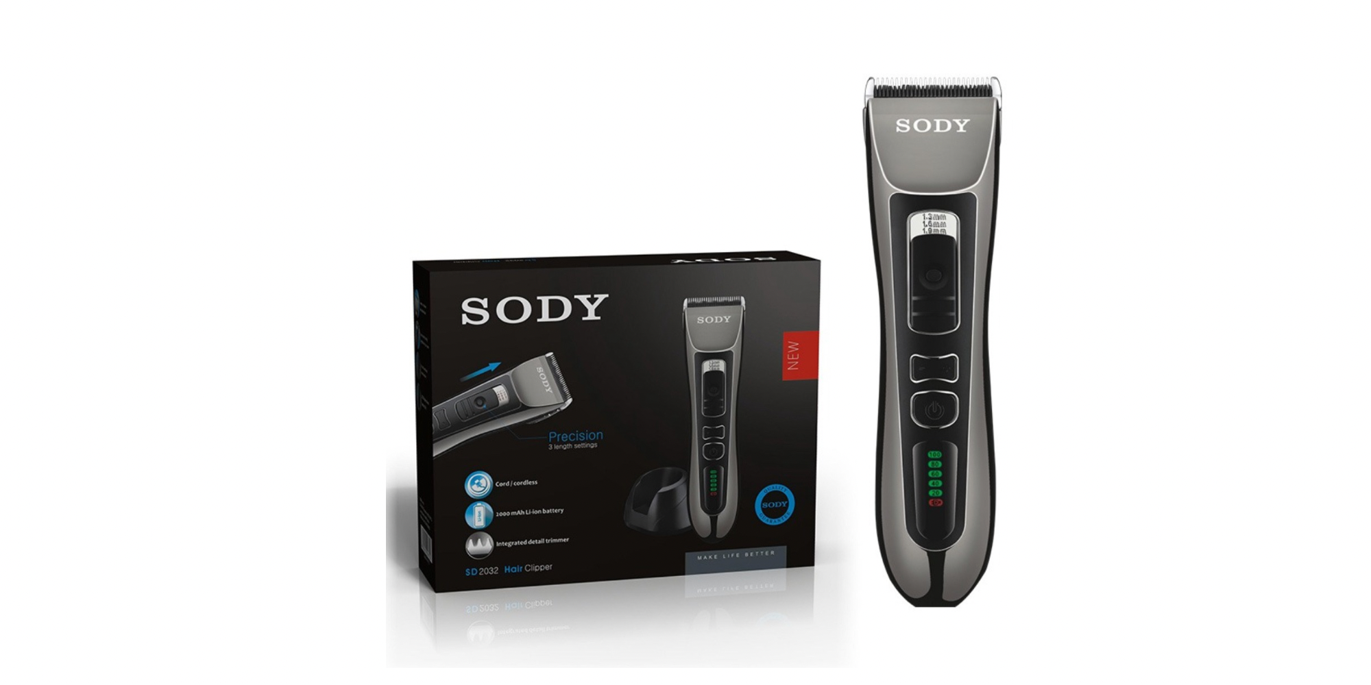 SODY SD2032 Hår/Skäggtrimmer med laddningsstation