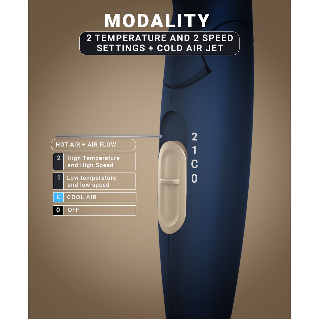 SD3026BL Hårfön 1800–2000 W med fällbart handtag, kompakt design