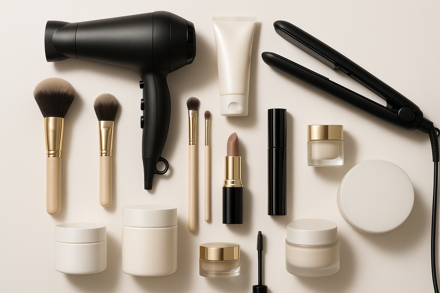 Jag vill ha en professionell bild som jag kan ha till min kvinnor page, det ska vara skönhetsprodukter i den som till exempel hårfön, plattång, borstar, krämer osv 